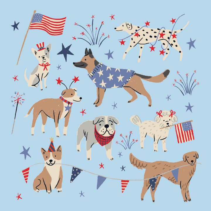 PATRIOTIC PUPS COCKTAIL NAPKINS
