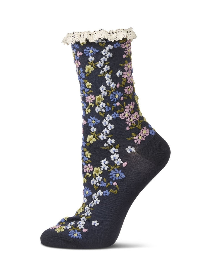 BLACK LIBERTY FLORAL LACE SOCKS