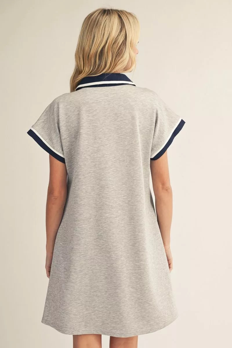 ALL PRO SPORT GREY KNIT POLO COLLAR DRESS