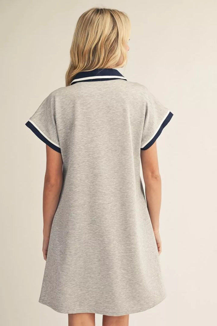 ALL PRO SPORT GREY KNIT POLO COLLAR DRESS