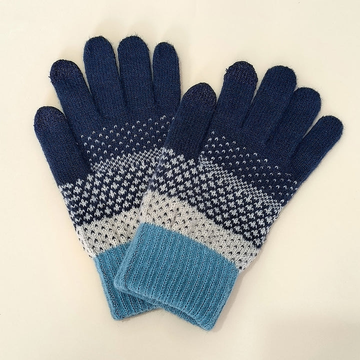 NAVY STOCKHOLM STRIPE KNIT GLOVES