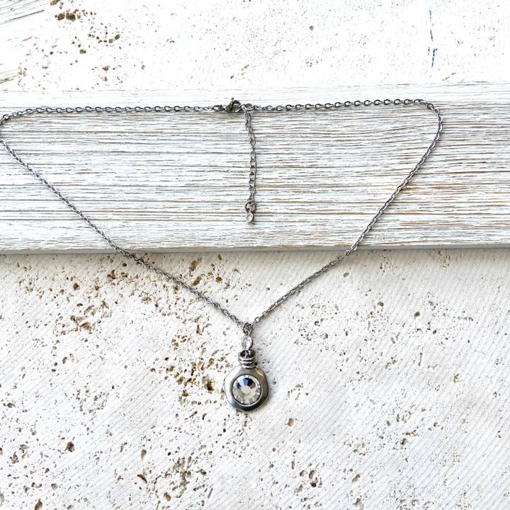SILVER DOUBLE SWAROVSKI CRYSTAL NECKLACE