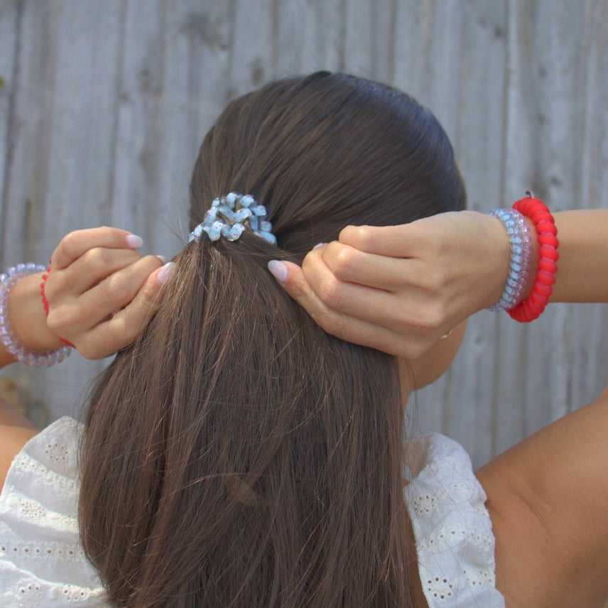 BASKET OF CHERRIES LARGE SPIRAL HAIR TIES