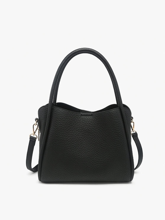 BLACK SASHA 3 COMPARTMENT SATCHEL