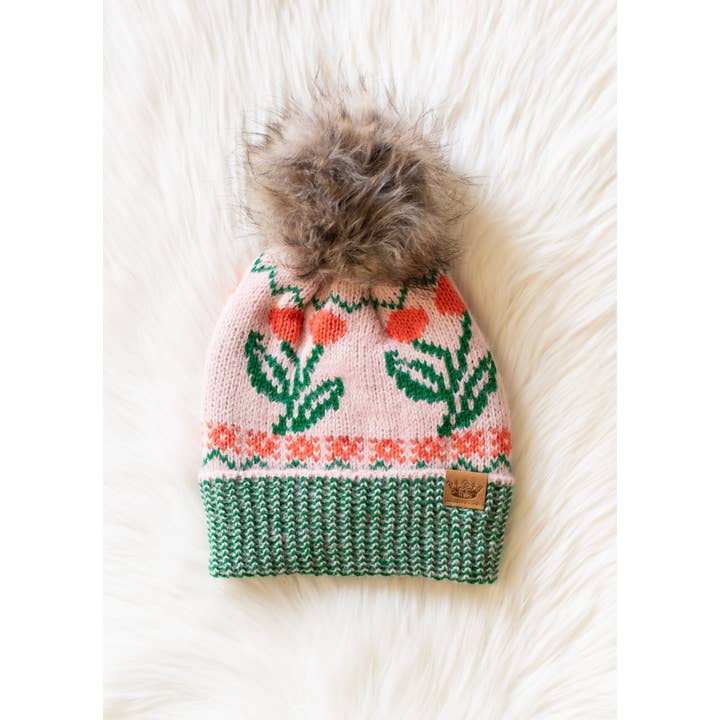 LIGHT PINK CHERRY POM HAT
