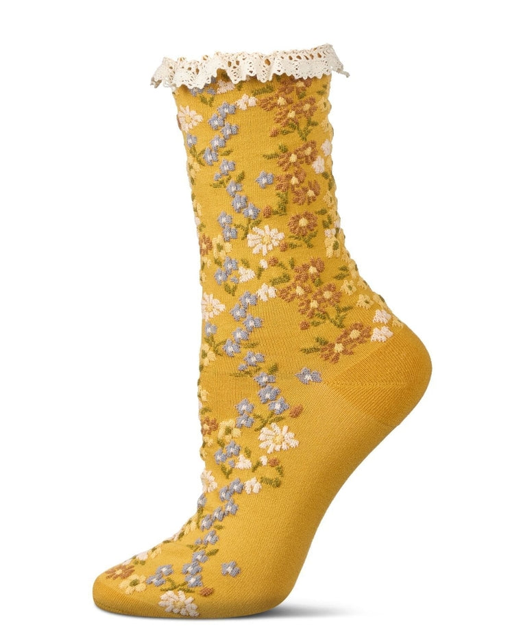 MUSTARD LIBERTY FLORAL LACE SOCKS
