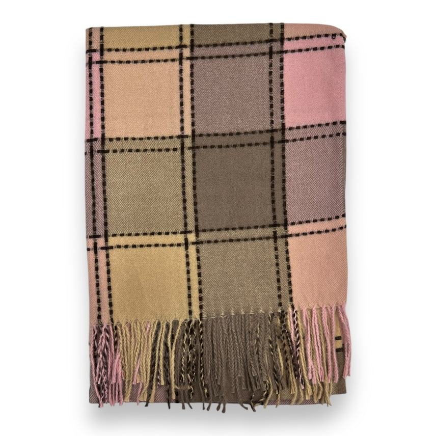 GREY & BLUSH BOX CHECK SCARF