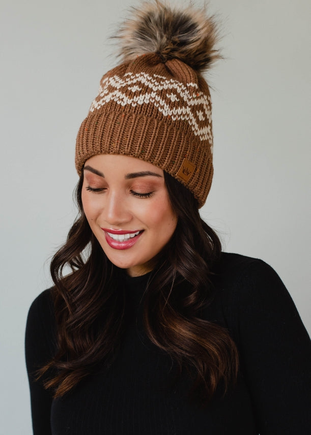 MOCHA SPECKLED POM HAT