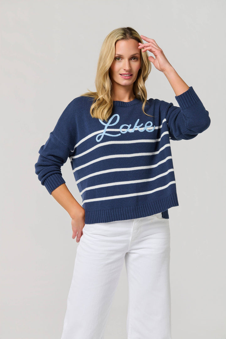 NAVY "LAKE" RELAXED FIT SWEATER