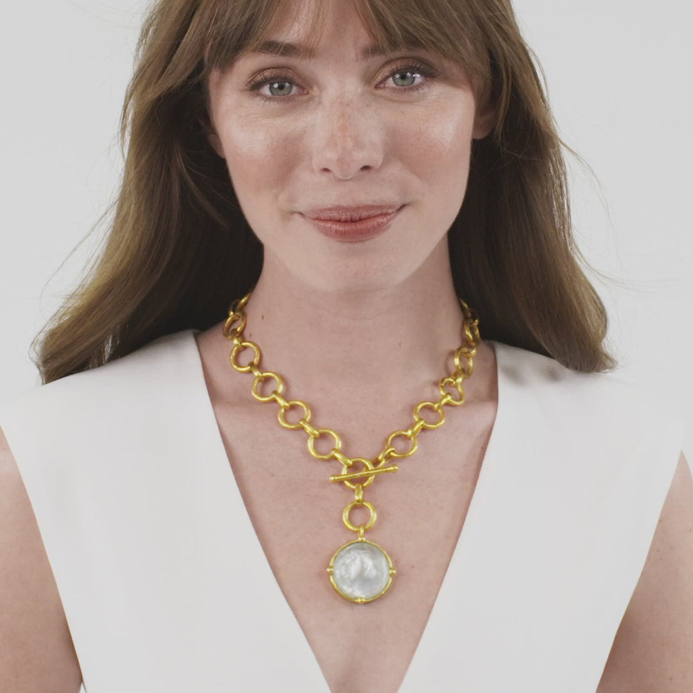 HONEYBEE GOLD CLEAR IRIDESCENT STATEMENT NECKLACE
