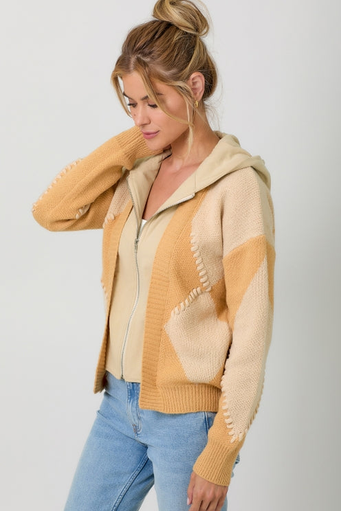 BUTTERSCOTCH TWOFER HOODIE SWEATER CARDIGAN
