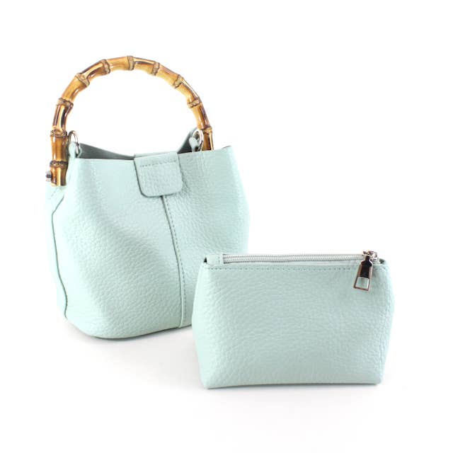 GIGI LIGHT AQUA BAMBOO HANDLE BAG