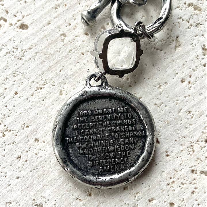 SILVER SERENITY PRAYER MEDALLION NECKLACE