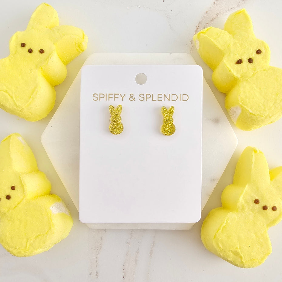 YELLOW GLITTER BUNNY EARRINGS