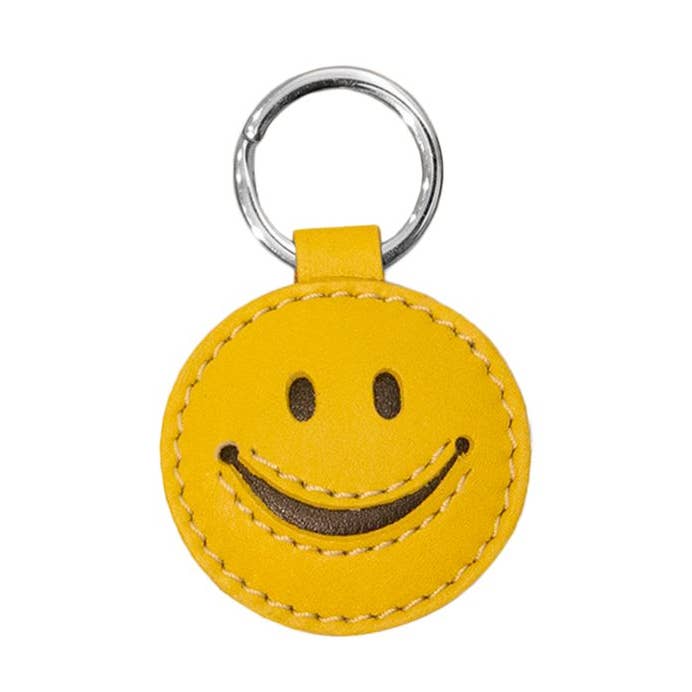 LEATHER HAPPY FACE KEYFOB
