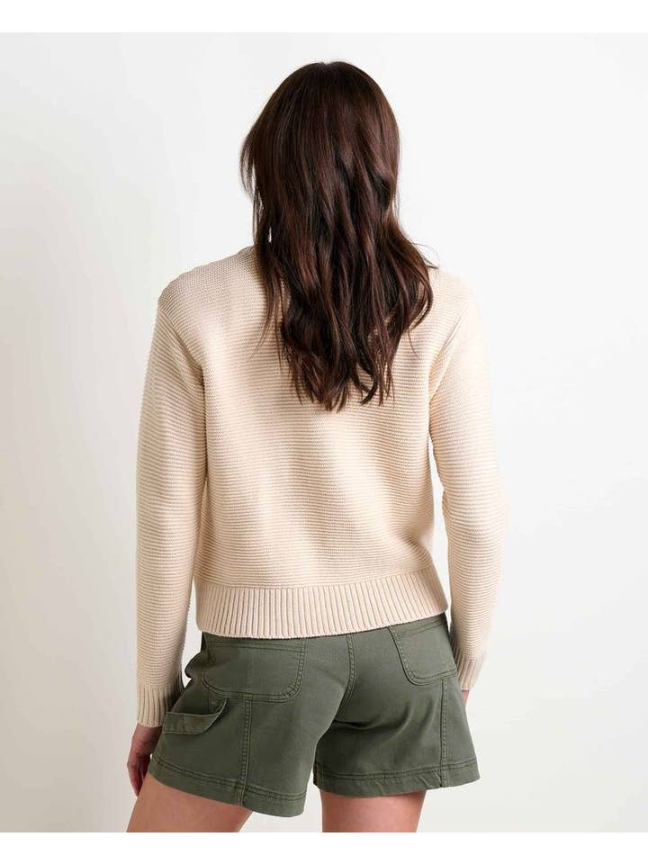 BIANCA NATURAL EMBROIDERED CREW CARDIGAN