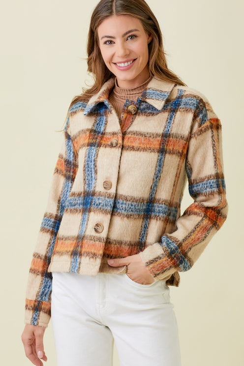 ALMOND PLAID JACKET