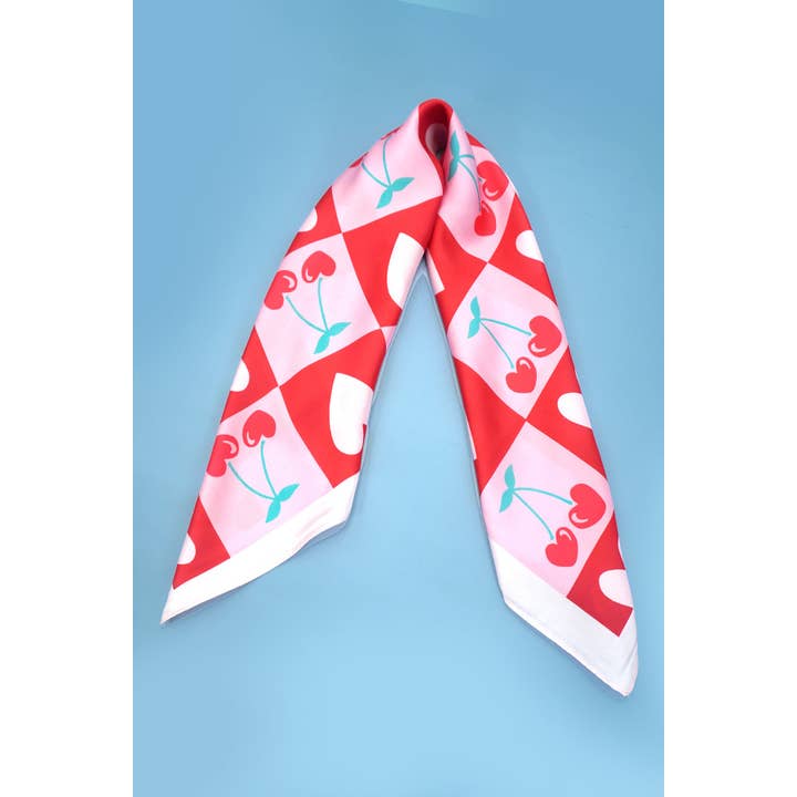 CHERRY HEART SMALL SQUARE SCARF