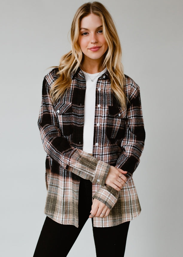 CHOCOLATE S'MORE FLANNEL PLAID SHIRT