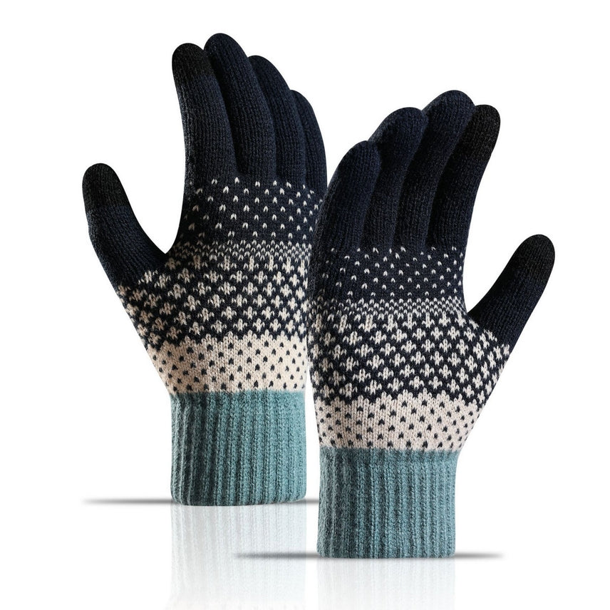 NAVY NORDIC KNIT GLOVES
