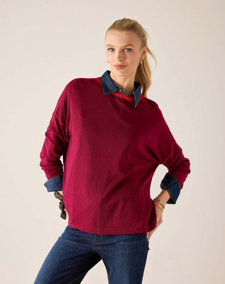 SANGRIA CONTRAST DELMAR SWEATER