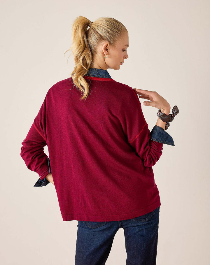 SANGRIA CONTRAST DELMAR SWEATER