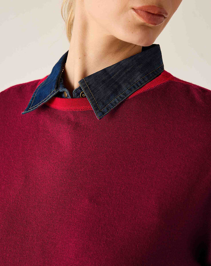SANGRIA CONTRAST DELMAR SWEATER