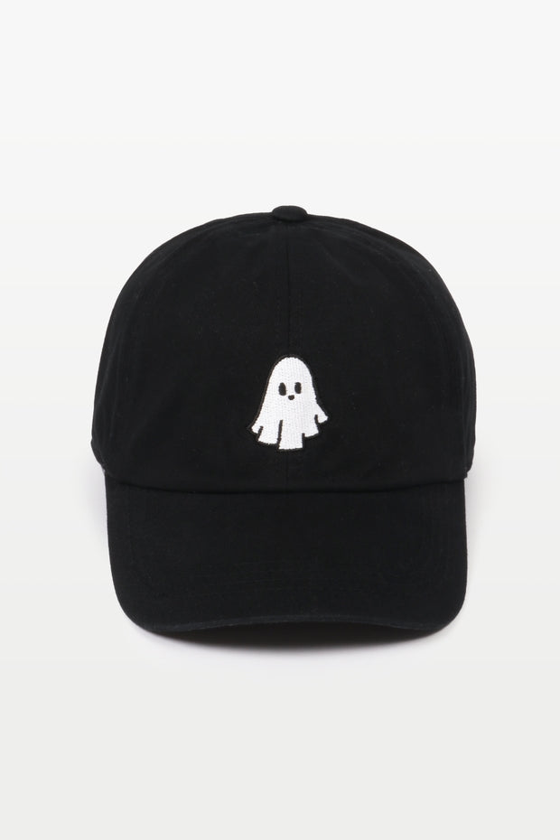 LITTLE BOO EMBROIDERED GHOST BASEBALL HAT
