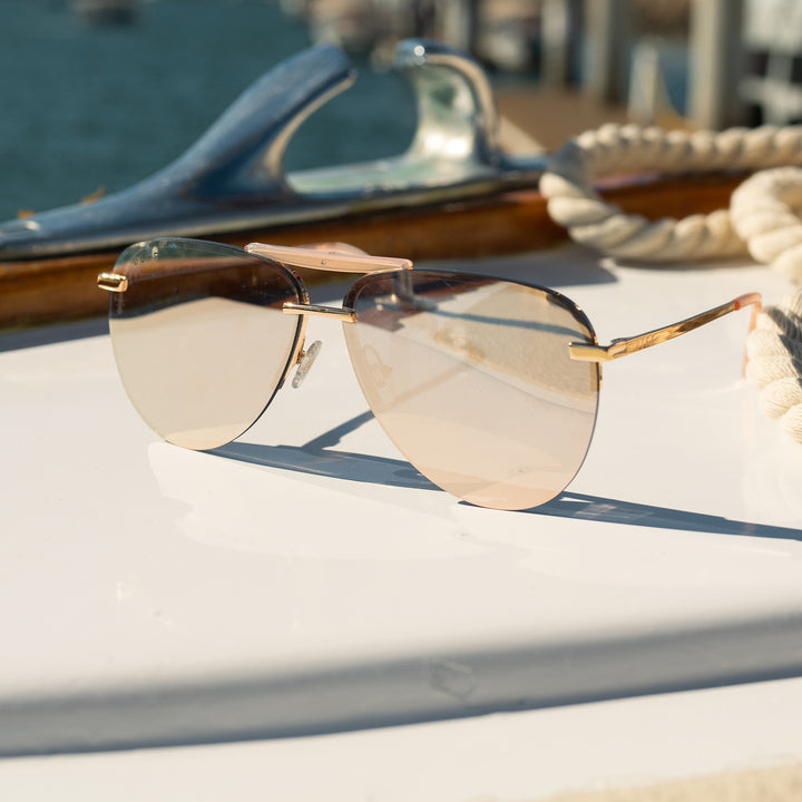 TAHOE AVIATOR BRUSHED GOLD SUNGLASSES