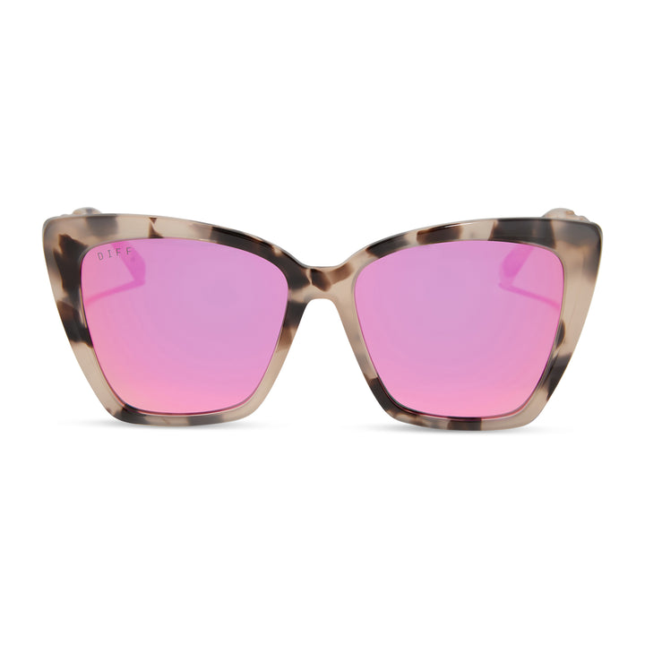 BECKY II CREAM TORTOISE PINK MIRROR SUNGLASSES