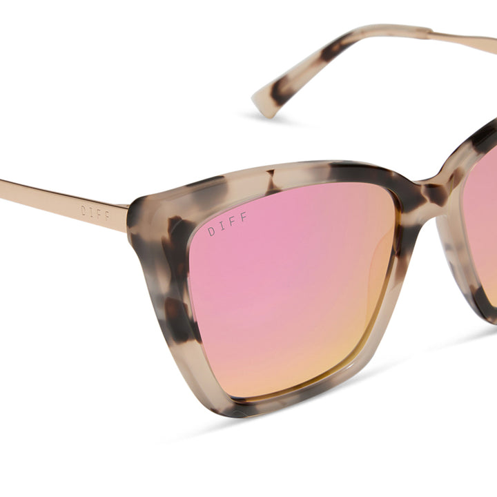 BECKY II CREAM TORTOISE PINK MIRROR SUNGLASSES