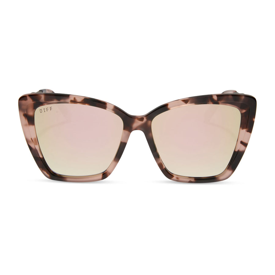 BECKY II Himalayan Tortoise Taupe Mirror Polarized Sunglasses
