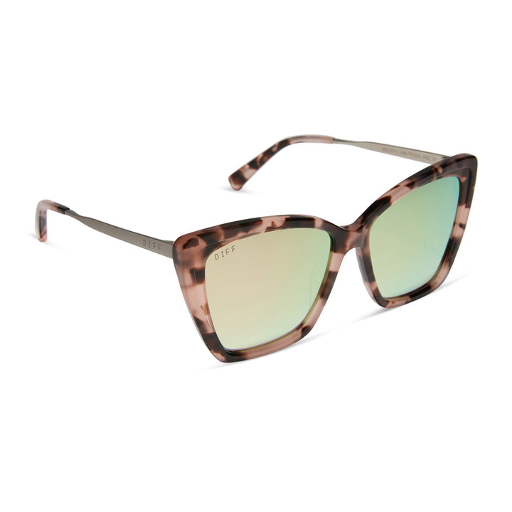 BECKY II Himalayan Tortoise Taupe Mirror Polarized Sunglasses