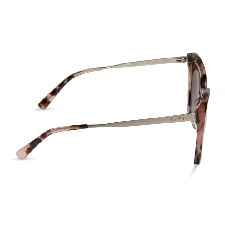 BECKY II Himalayan Tortoise Taupe Mirror Polarized Sunglasses