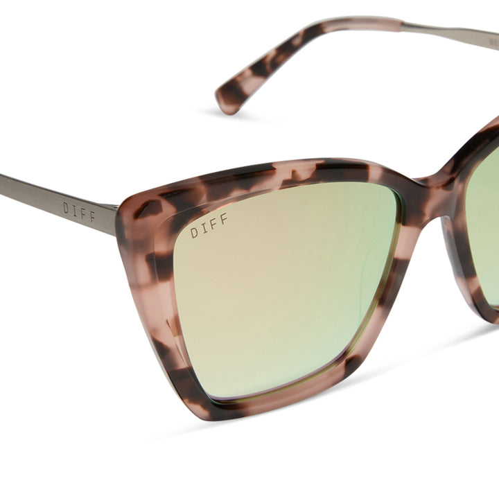 BECKY II Himalayan Tortoise Taupe Mirror Polarized Sunglasses