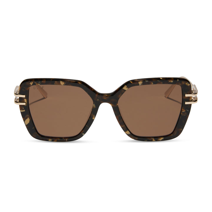 DASHA GLITTER TORTOISE + BROWN SUNGLASSES
