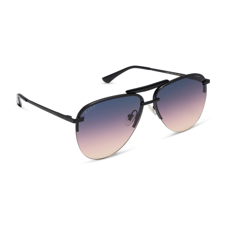 TAHO MATTE BLACK TWILIGHT GRADIENT AVIATOR SUNGLASSES