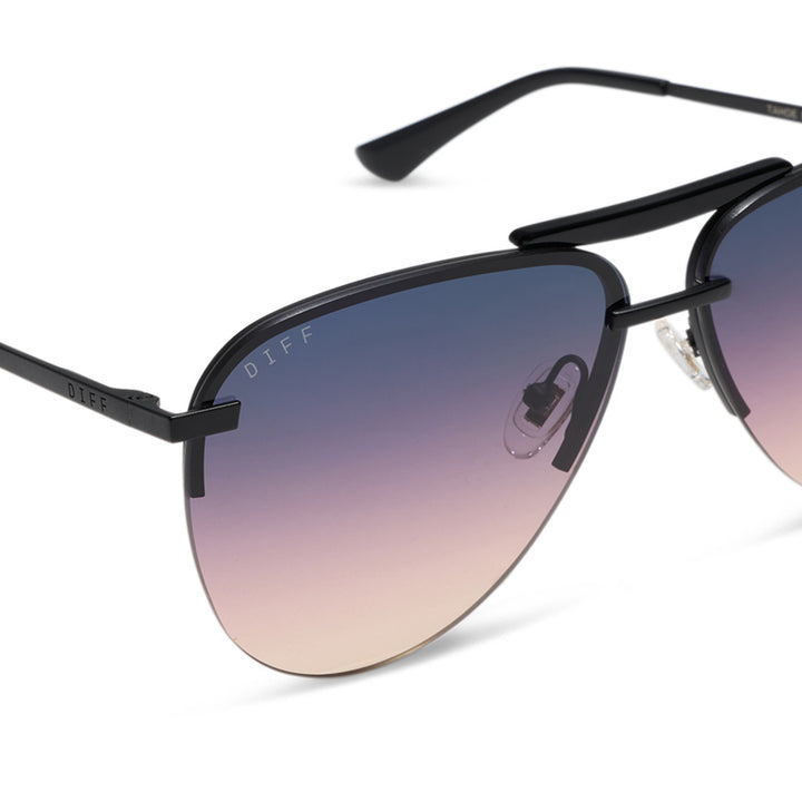 TAHO MATTE BLACK TWILIGHT GRADIENT AVIATOR SUNGLASSES
