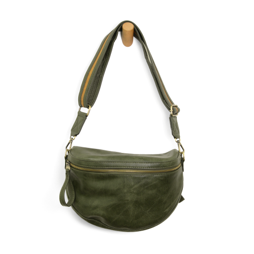 FOREST GREEN LAURA CONTRAST STRAP SLING/BELT BAG