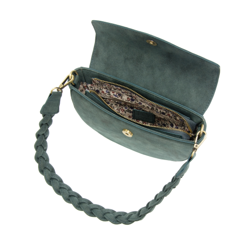 Deep Teal Luna Crescent Crossbody w/ Braided Strap