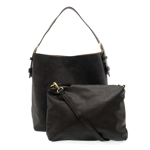 Black Hobo Black Handle Rich Faux Suede Handbag