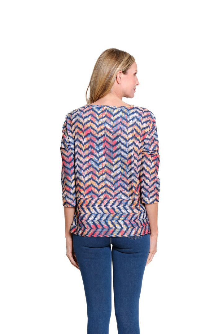 CARLY 3/4 SLEEVE DRAWSTRING HEM KNIT TOP
