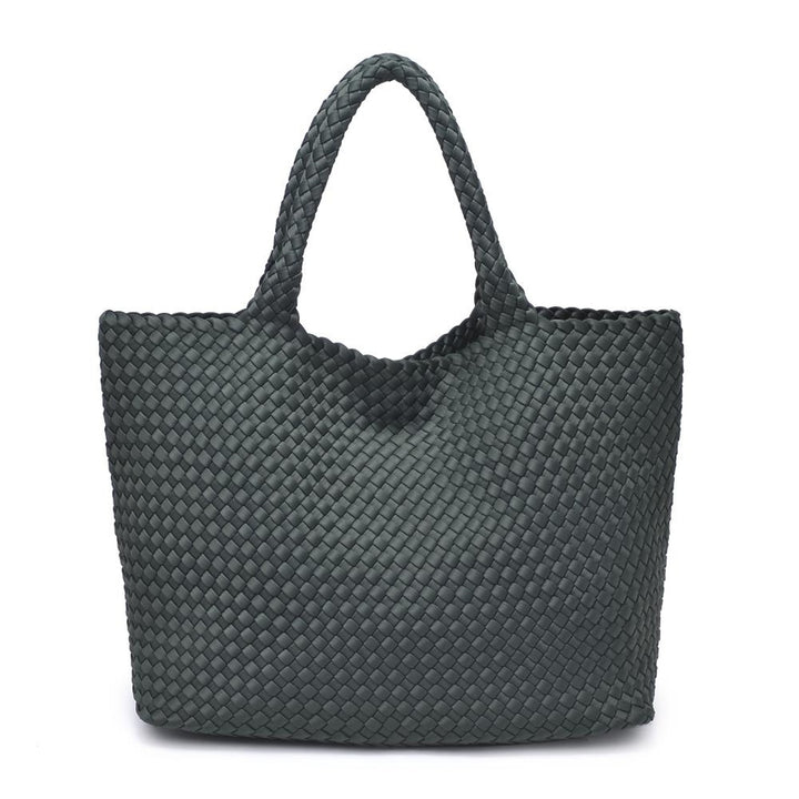 OLIVE PINE SKY'S THE LIMIT LARGE WOVEN TOTE BAG