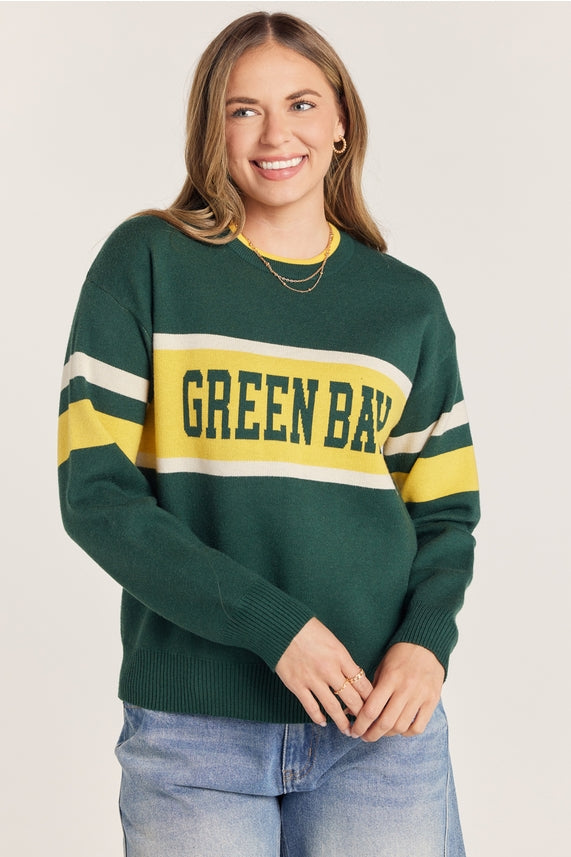 GREEN BAY COLOR BLOCK STRIPE SWEATER