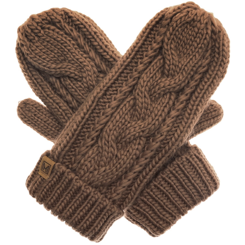 COCOA CABLE KNIT MITTENS
