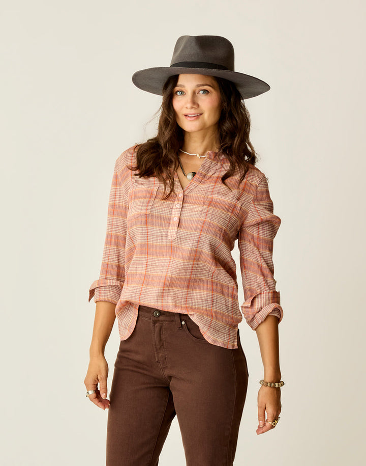 DYLAN ROSEWOOD PLAID GAUZE SHIRT