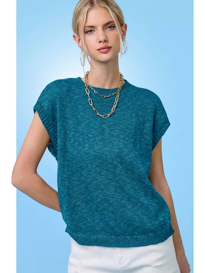 REGGIE DEEP OCEAN LIGHTWEIGHT SLUB KNIT SWEATER