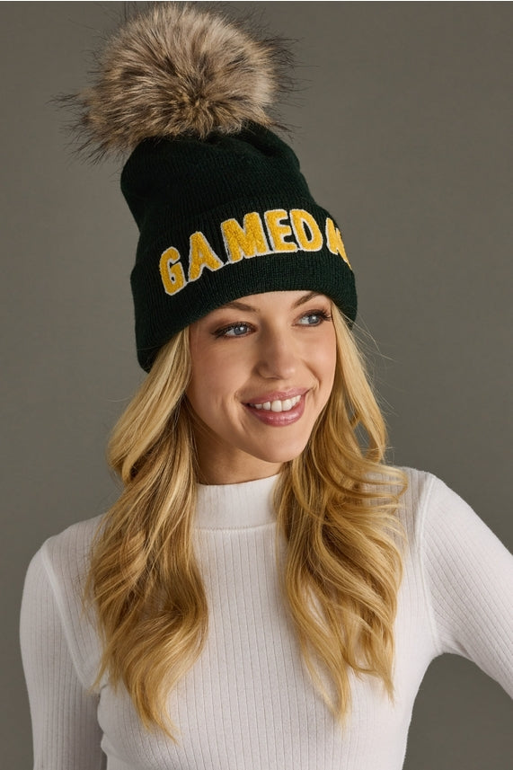 GAMEDAY GREEN & GOLD POM HAT
