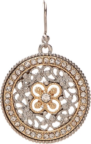 Two Tone Crystal Filigree Circle Earrings
