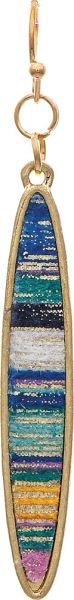 Gold Blue Multi Inlay Dangle Earring